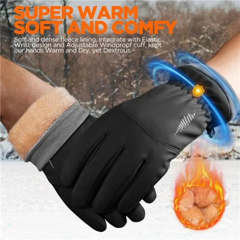 Unisex Winter Waterproof Ski Snow Warm Thermal Gloves with Touchscreen Fingers